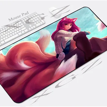 

XGZ Anime Red Tail Cute Girl Custom Large Game Computer Desk Mat Black Lock-edge Office Mouse Pad High Speed Rubber Non-slip