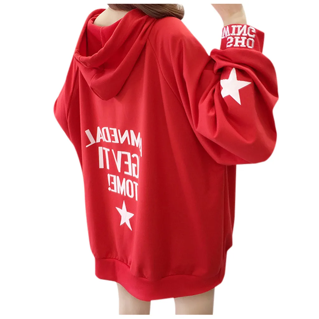 women hoody sweatshirt kpop Letter Print Long Sleeve Harajuku Hoodies Autumn Winter Casual Oversize Sweatshirt Women Hoodies #B