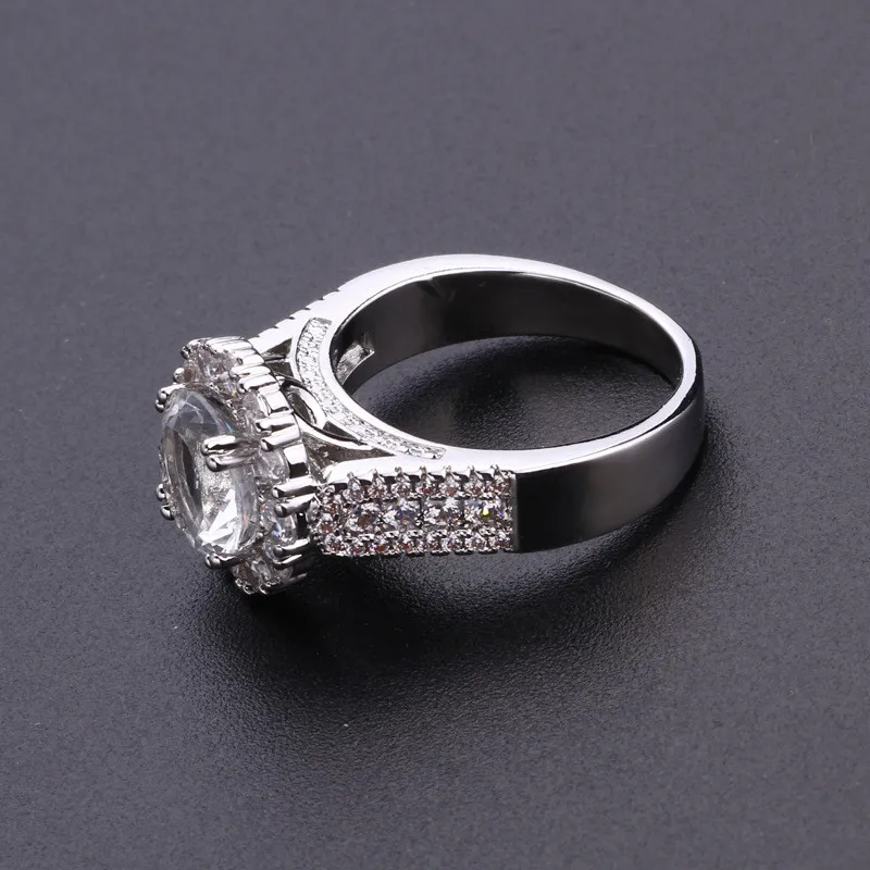 CC Свадебные Кольца для женщин Большой кубический цирконий круглый камень кольцо Роскошные модные ювелирные изделия свадебное обручальное кольцо Прямая CC2332