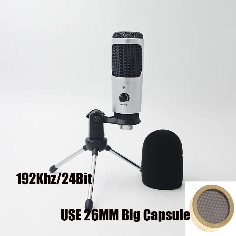 YTOM M2/M2Lite 192KHZ/24Bit 26mm Big Capsule USB Metal Condenser Microphone for PC Laptop Desktop YouTube Karaoke Gaming Gamer gaming headphones with mic Microphones