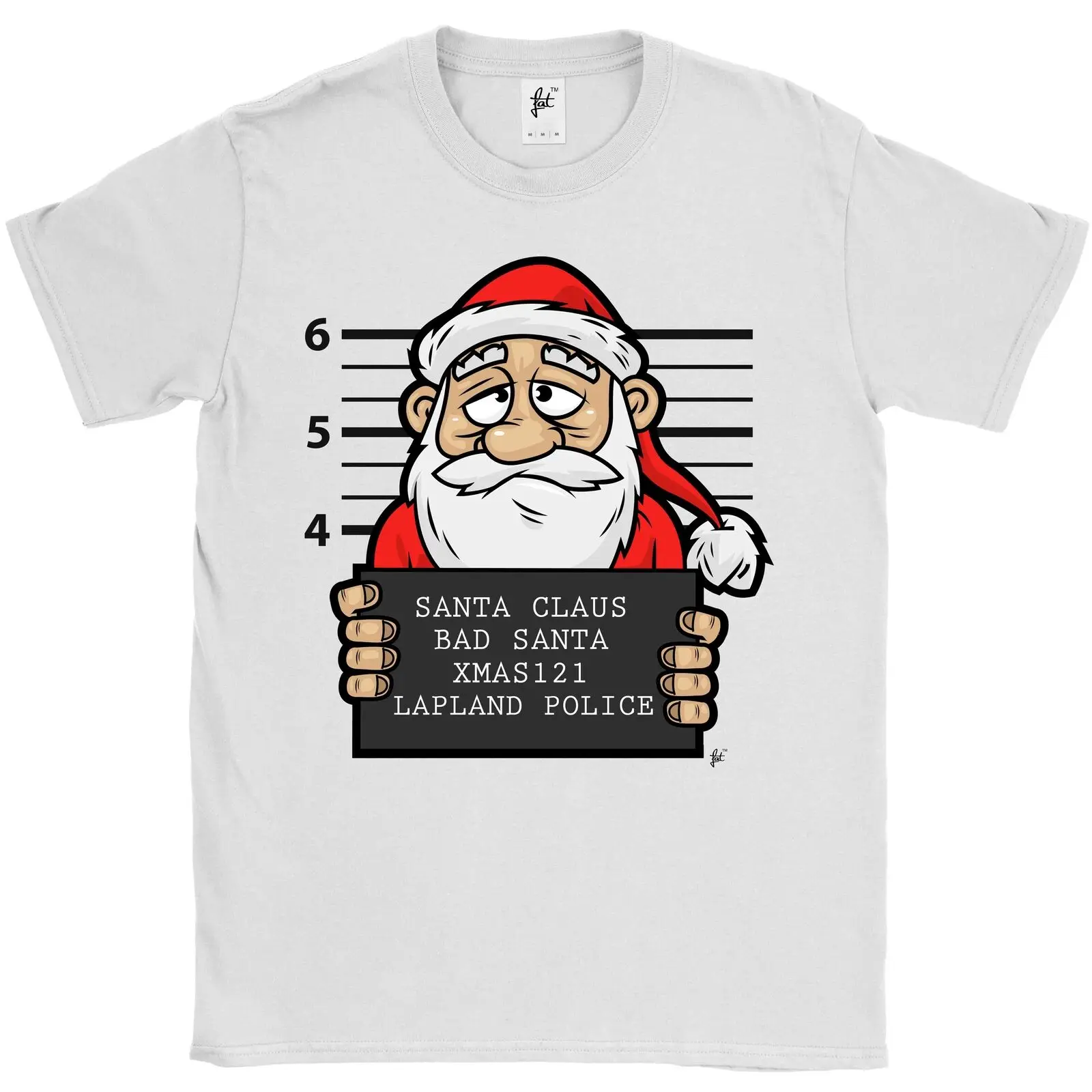 Мужская футболка Bad Santa Lapland Police Mugshot Of santa claus - Цвет: 1