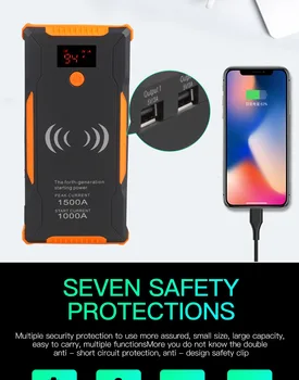 

For 6L Petrol 5L Diesel - 99900mah Car Jump Starter 1500A Peak Car Battery Power Pack 12V Auto Charger Starting Device with Bag