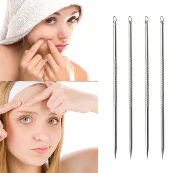 

4Pcs/Set Stainless Pimple Blemish Comedone Acne Extractor Remover Kit Blackhead Remove Needles Treatment Face Skin Care Tool 925