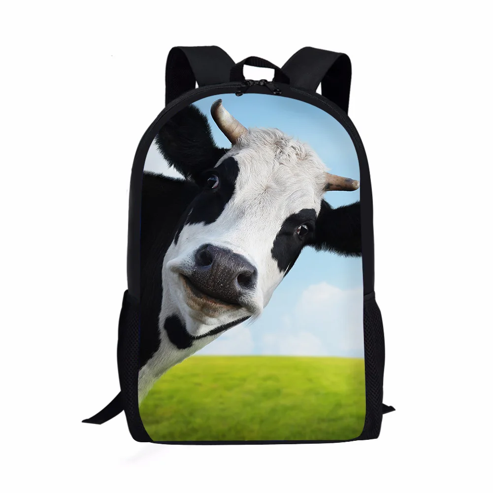 3D Printed Cow Bags Backpack Kids Backpacks Children Schoolbags For Boys Girls School Backpack Male Bag