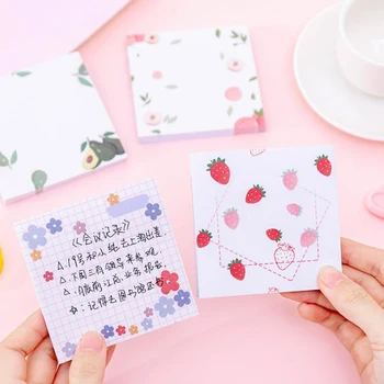 

1 Pcs Kawaii Fruit Avocado Peach Strawberry Flower Paper N Times Memo Pads Korean Stationery Sticky Notes Planner Stickers