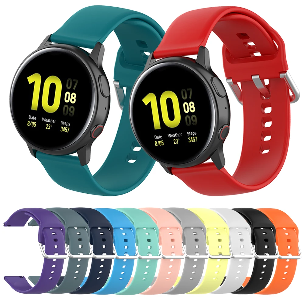 20 мм силиконовый ремешок для часов для Samsung Galaxy Watch 42 мм Active 2 Gear S2 браслет для Active2 Huawei GT 2 Amazfit Bip|Ремешки для часов| | АлиЭкспресс