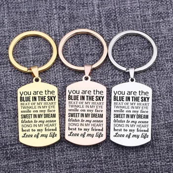

Keychain Dog Tag Pendant Jewelry Lettering Bag Charm Accessories Love Keyrings Women Gift Keepsake Collection Trinket Key Tag