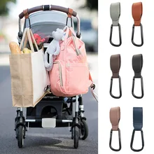 Sac de poussette en cuir PU pour bébé, support suspendu à crochet, rotatif à 360 degrés, organisateur Velcro, accessoires de poussette