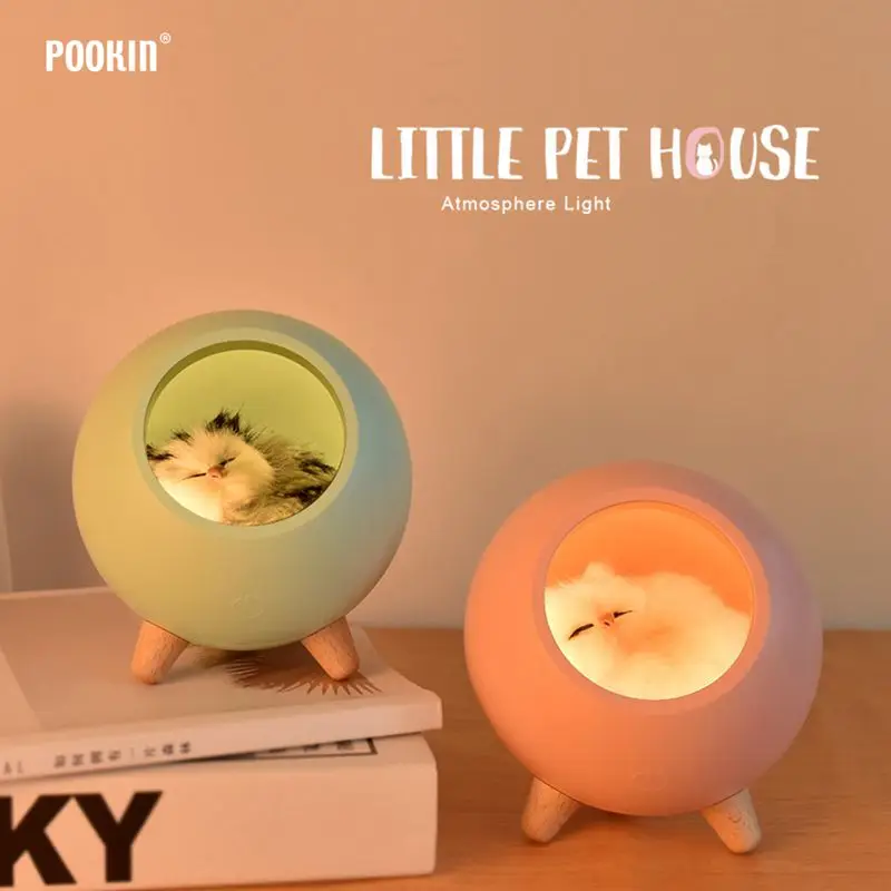 Gato de Casa Atmosfera de Luz Sensor de Toque Lâmpada de Mesa Light para Sala de Estar do Quarto do Bebê Bonito Regulável Night - Crianças Quarto Led Pet Cat 2 Luz Sensor de Toque Lâmpada de Mesa