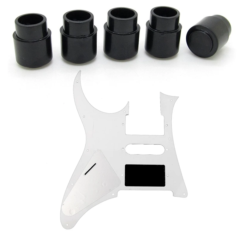 5 Pcs Guitar Toggle Switch Cap Tip Push on Top Hat Round Black Parts &amp 1 Pickguard Scratch Plate | Спорт и развлечения