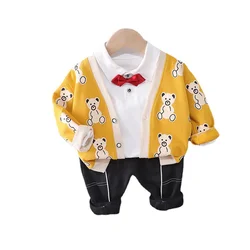 Novo Bebê Outono Meninos Roupas de Algodão Crianças Dos Desenhos Animados Calças T Shirt Jaqueta 3 Pçs/set Primavera Criança Moda Crianças Traje Treino