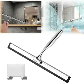 

Shower Squeegee Stainless Steel Window Squeegee Shower Cleaner with Self Adhesive Hook and Replaceable Wiper Blades 26cm / 31 cm