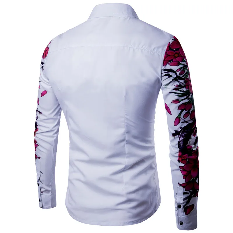 FFXZSJ New Arrival Man Shirt Pattern Design Long Sleeve Floral Flowers Print Slim Fit man Casual Shirt Fashion Men Dress Shirts