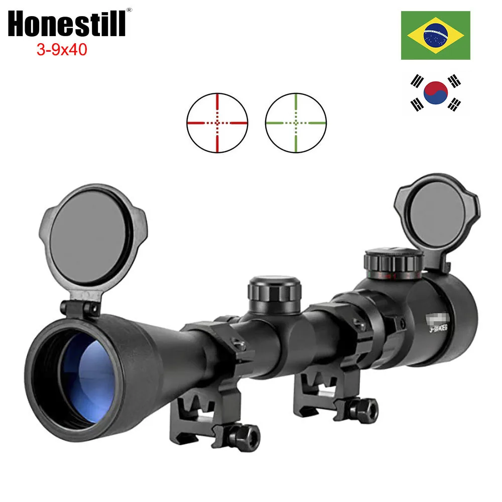 Охотничий оптический прицел Honestill 3-9X40 с красной и зеленой подсветкой тактический