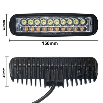 

1PC 2V 24V headlights Beam Work Light for Cars Double Color 6 18W Slim LED Light Bar White Amber