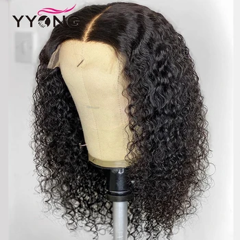 

YYong 1x4&1x6 Topline Part Lace Human Hair Wig Brazilian Deep Wave HD Transparent Human Hair Short Bob Wig With Natural Hairline
