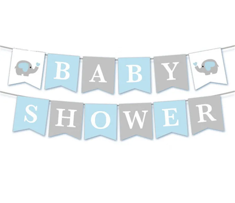 3m Boys Girls Pink Blue Elephant Baby IT'S A GIRL IT'S A BOY Baby Full Moon Birth Party Baby Show Flag Baby Shower Party qq061 (1)