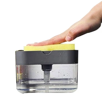 

Soap Pump Dispenser with Sponge Holder 2-in-1 Manual Press Liquid Soap Dispenser With Washing Sponge Kitchen Cleaner Tool