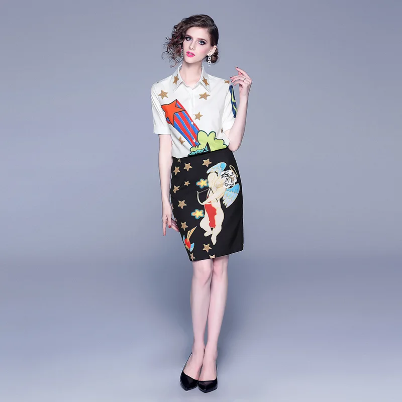

2019 Royal Sister-Style Set Young-Style Skirt Summer Wear New Style Two-Piece Printed Dress Outfit