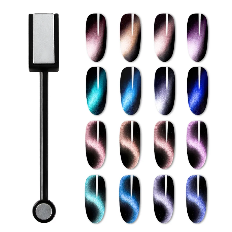 Palillo para decoración de uñas 12 en 1, Ojo de Gato, multicolor, efecto 9D ojo de gato, tablero de imán fuerte, herramienta para esmaltado de uñas en Gel