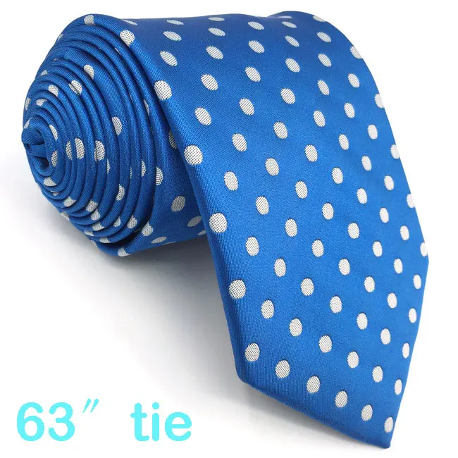 Extra Long Tie Мужской набор галстуков синий белый в горошек Шелковый Классический Новинка свадебный платок 6" галстуки для мужчин Вечерние - Цвет: Extra Long Tie
