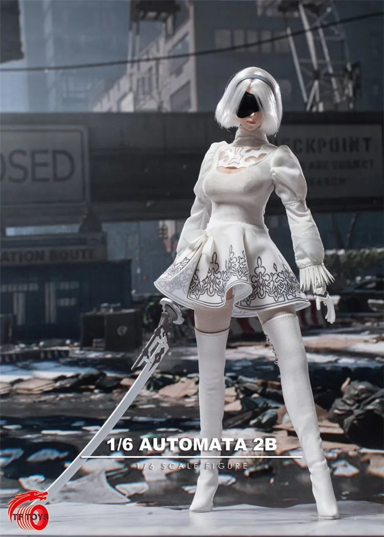 1/6 Масштаб Сексуальная женская фигура аксессуар NieR: Automata 2B Йорга женская голова белый костюм косплей модель для 1" бледные действия