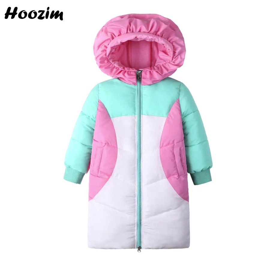 

Fashion Quilted Jacket For Girls 6-15 Years Beautiful Layered Cap Parka Children Winter Colorblock Long Outerwear Coat Girls New
