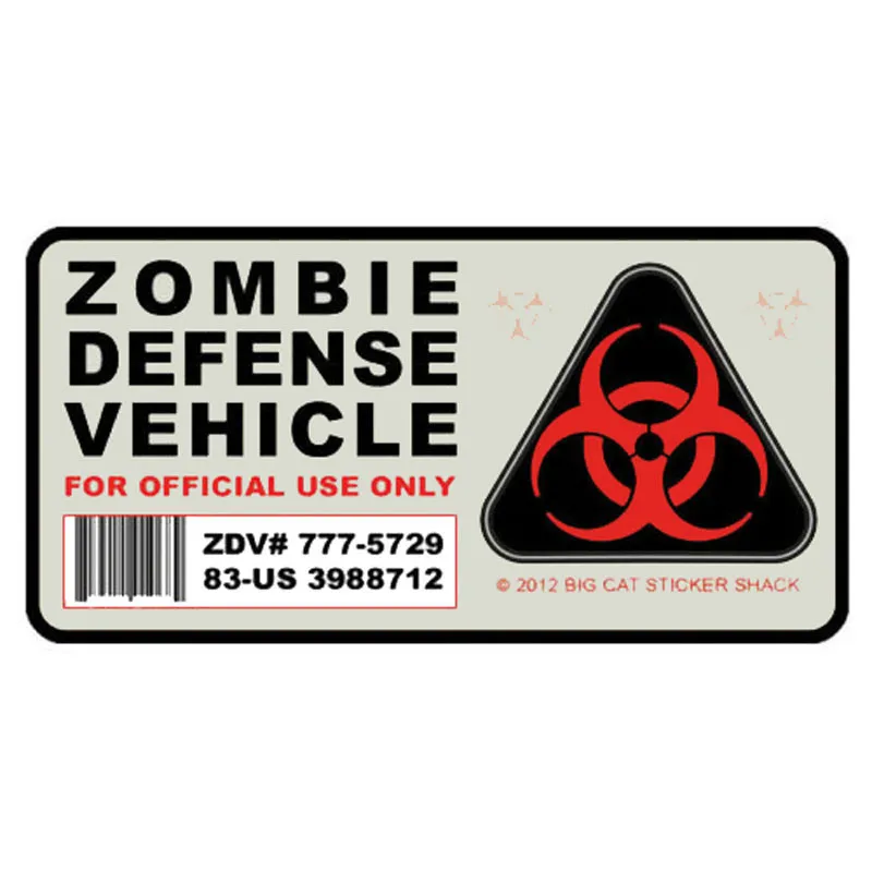 

Fashion Amusing Zombie Defense Vehicle Car Sticker Funny Window Bumper Motorcycle Laptop Decal Reflective Accessories KK13*7cm