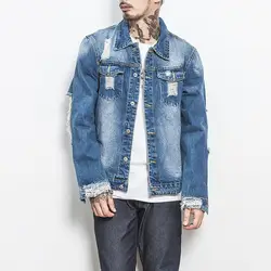 Модные джинсовые куртки для мужчин с принтом в стиле хип-хоп высокого качества, 111% хлопок, осенняя джинсовая куртка, пальто для мужчин