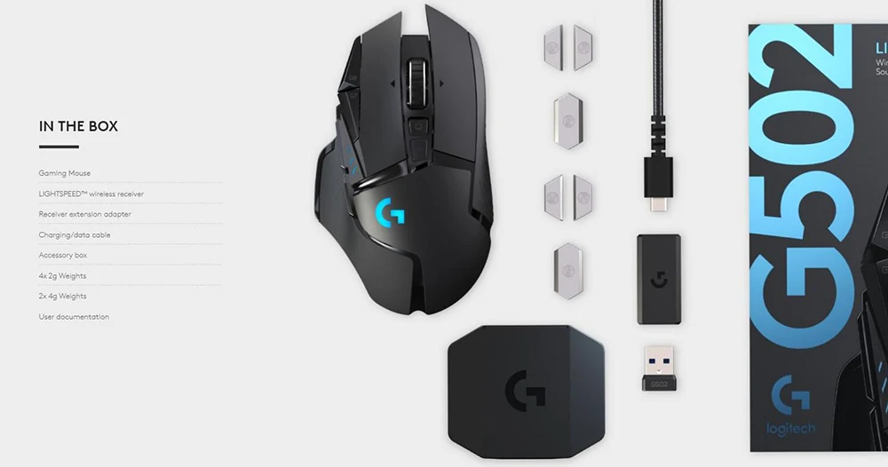 Беспроводная игровая мышь logitech G502 LIGHTSPEED 2,4 ГГц, Беспроводная игровая мышь HERO 16000 dpi с поддержкой Windows 10 8 7 для MMO MOBA RGB