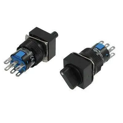 

AC 250V 5A Square 3 Position 2NO 2NC Selector Push Button Switch 2 Pcs