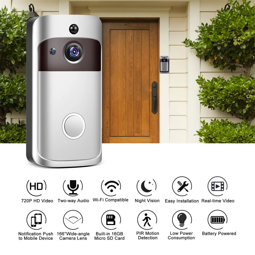 

Smart WiFi DoorBell IP 1080P Video Intercom Doorbell Camera Night vision IR Alarm Chime Doorbell Wireless Security Camera