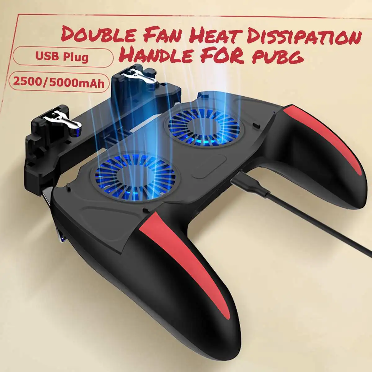  All-in-One 6 Finger Game Controller Handle Gamepad For PUBG Cooler Cooling Fan L1 R1 Shooter Joysti