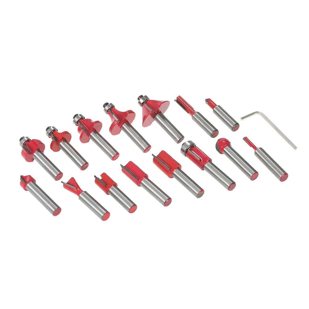 15pcs Milling Cutter Router Bit Set Carbide Shank Mill Woodworking Trimming Engraving Carving Cutting Tool Milling Cutter