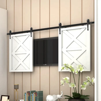 

24'' to 72" Mini Cabinet Sliding Barn Door Hardware Arrow Shaped for Double Door