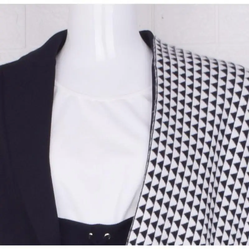 Women Blazer Asymmetric Ladies Black Blazer Coat Plaid Woolen Spliced Irregular Women's Suit Jacket Long Loose Woman Tops