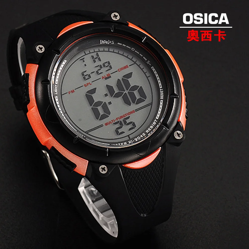 OSICA, новинка,, цифровые ЖК-часы, светодиодный, мужские часы, спортивные часы, водонепроницаемые цифровые часы, часы с большим экраном