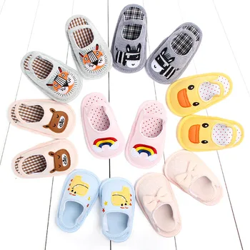 

Cute Cartoon Baby Slippers 2020 New Infant Girls Boys Shoes Indoor Cotton Fabric Shoes for Toddlers Non Slip Shoes