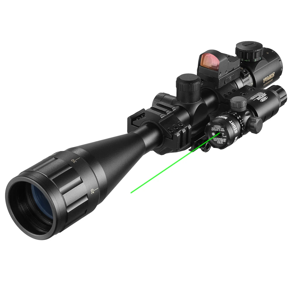VOMZ 6-24x50 AOEG Rangefinder Sight Rifle Scope With Holographic 4 Reticle Sight Red Dot Green Dot Laser Combo Riflescope rifle scope
