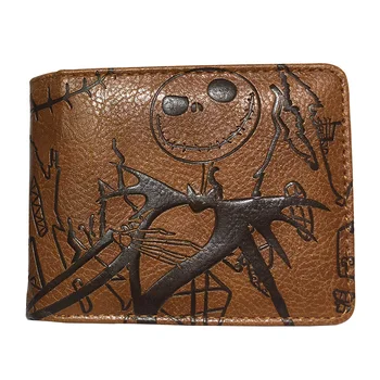 

Embossed Wallet Nightmare Before Christmas Leather Purse Men Women Bifold Short Wallets with zipper pocket card ID Holders