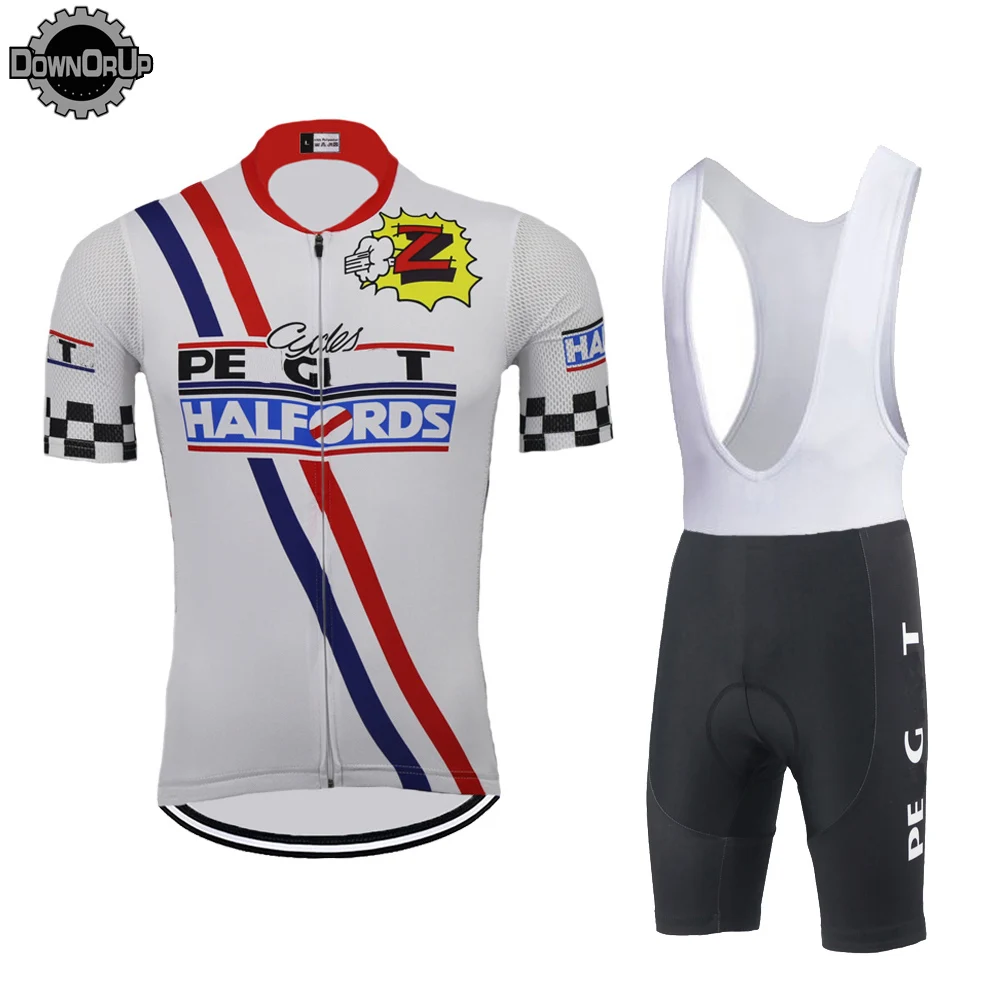 

Retro cycling jersey set men short sleeve Cycling clothing bicycle wear jersey set bib shorts 9D Gel Pad mtb ciclismo DOWNORUP