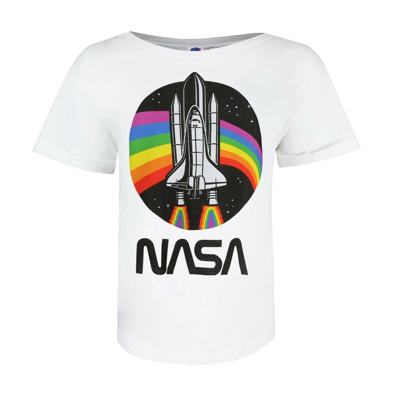 Мужская и женская футболка НАСА Rainbow белая | одежда