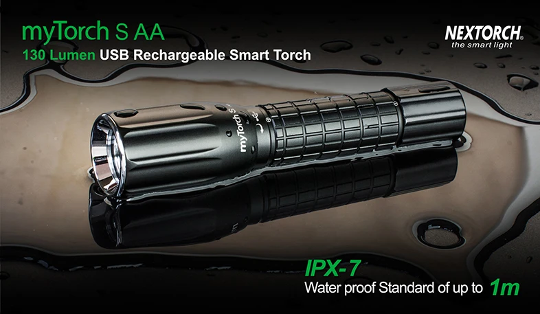 NEXTORCH myTorch S AA легкий USB Перезаряжаемый EDC фонарик 130 люмен для кемпинга, рыбалки, бега