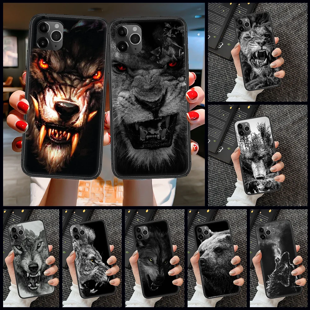 Wolf lion bear Phone Case Cover Hull For iphone 5 5s se 2 6 6s 7 8 12 mini plus X XS XR 11 PRO MAX black trend coque fashion | Мобильные