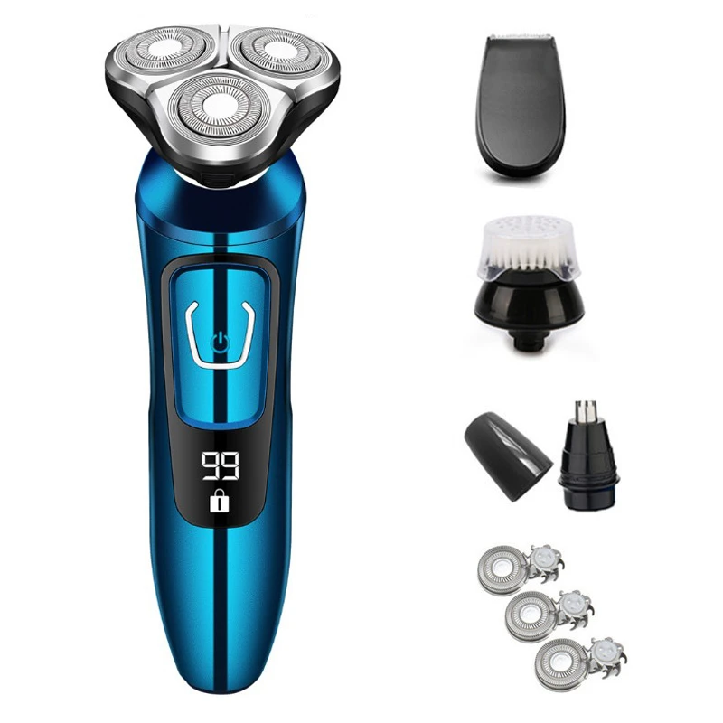 YQ500 Blue 04 Электробритва 8 Вт перезаряжаемая электрическая бритвенная машина для чистки бороды бритва для мужчин водонепроницаемая мокрая и сухая Моющаяся - Цвет: YQ500 Blue 04