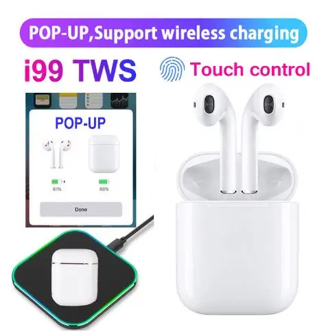 

YHY i99 Tws Mini Pop-up Wireless Bass Stereo Bluetooth Earphones Tap Control Earbuds with Charging Box for Huawei Xiaomi Android