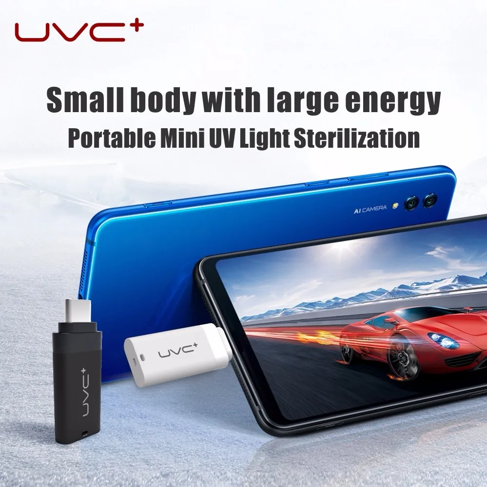 Hot sale mobile phone disinfection light UVC LED uv sterilizer small body for Android  Type c & Ios  portable Mini uv light