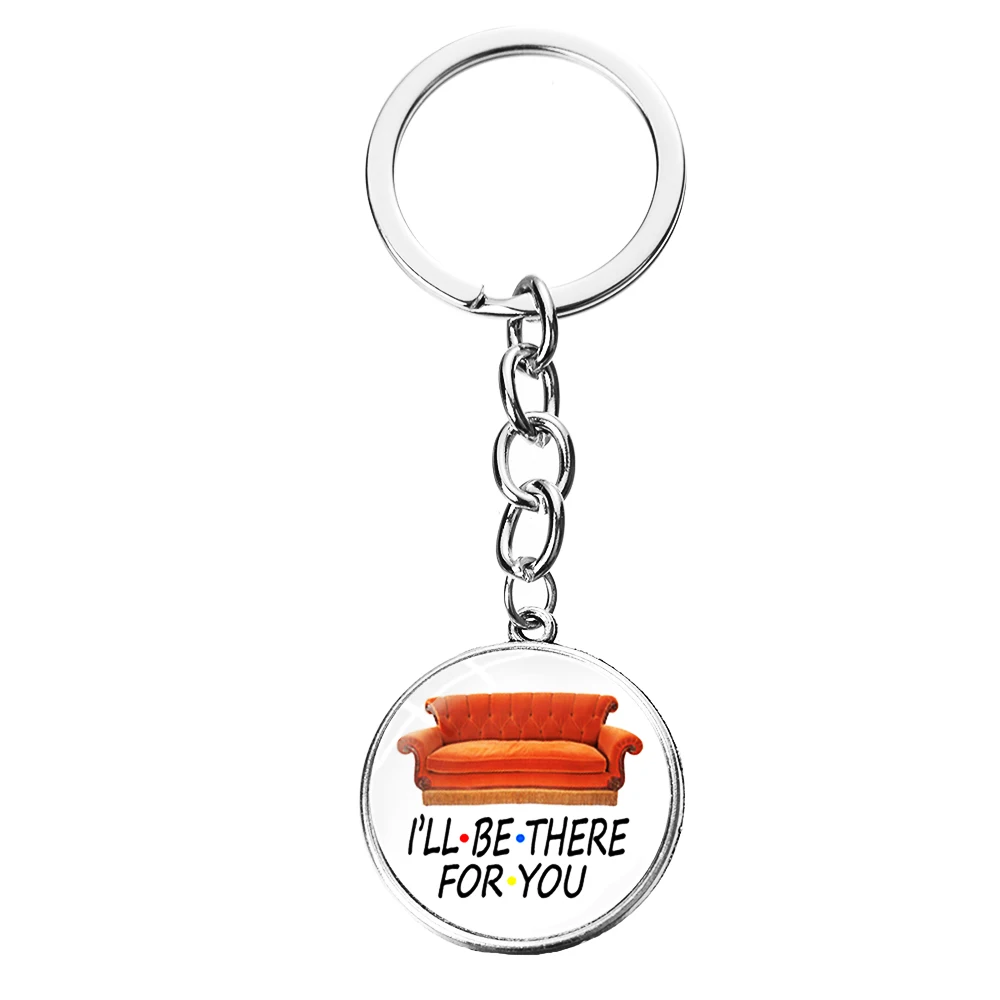 SONGDA Newest Friends TV Show Keychain 25th Anniversary Series Cartoon Fun Pattern Glass Dome Pendant Key Chain for Good Friend - Цвет: Style 14