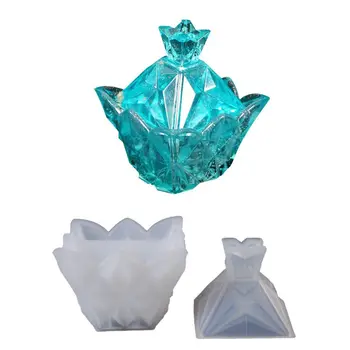 

Round stripe storage jewelry box DIY crystal Epoxy Resin Mold Silicone storage