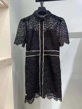 

2020 Summer Temperament Lady Bubble Sleeve Short Sleeve Lace Shirt Dress Female 23057 Yuan